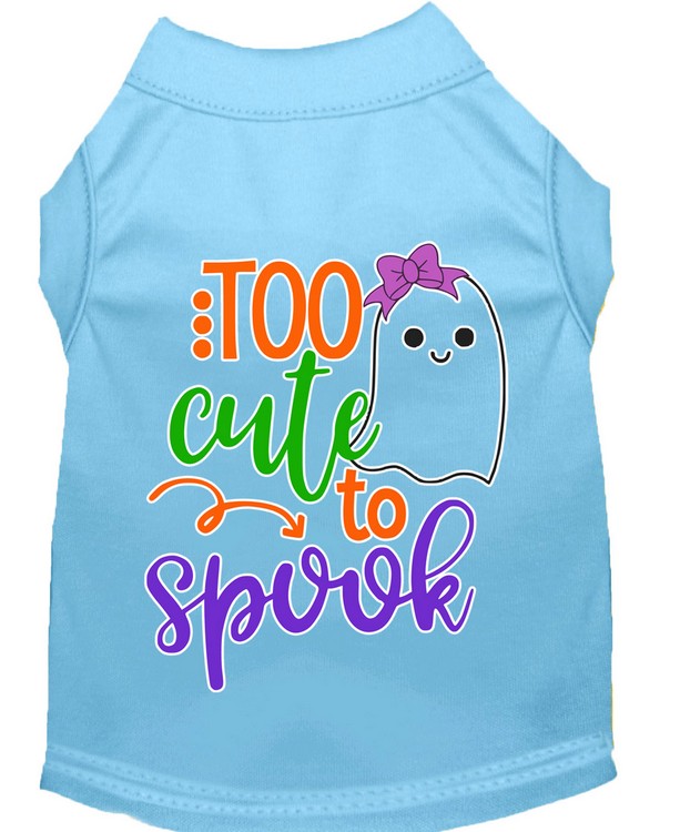 Too Cute to Spook-Girly Ghost Screen Print Dog Shirt Baby Blue Med